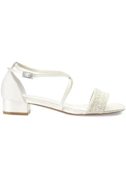 Brautsandale mit Perlen – Layla Ivory Satin | G.Westerleigh