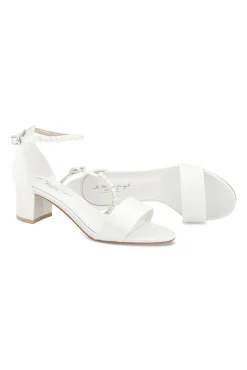 Brautsandalen mit Perlen – Beatrice Ivory Satin | G.Westerleigh