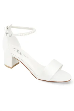 Brautsandalen mit Perlen – Beatrice Ivory Satin | G.Westerleigh