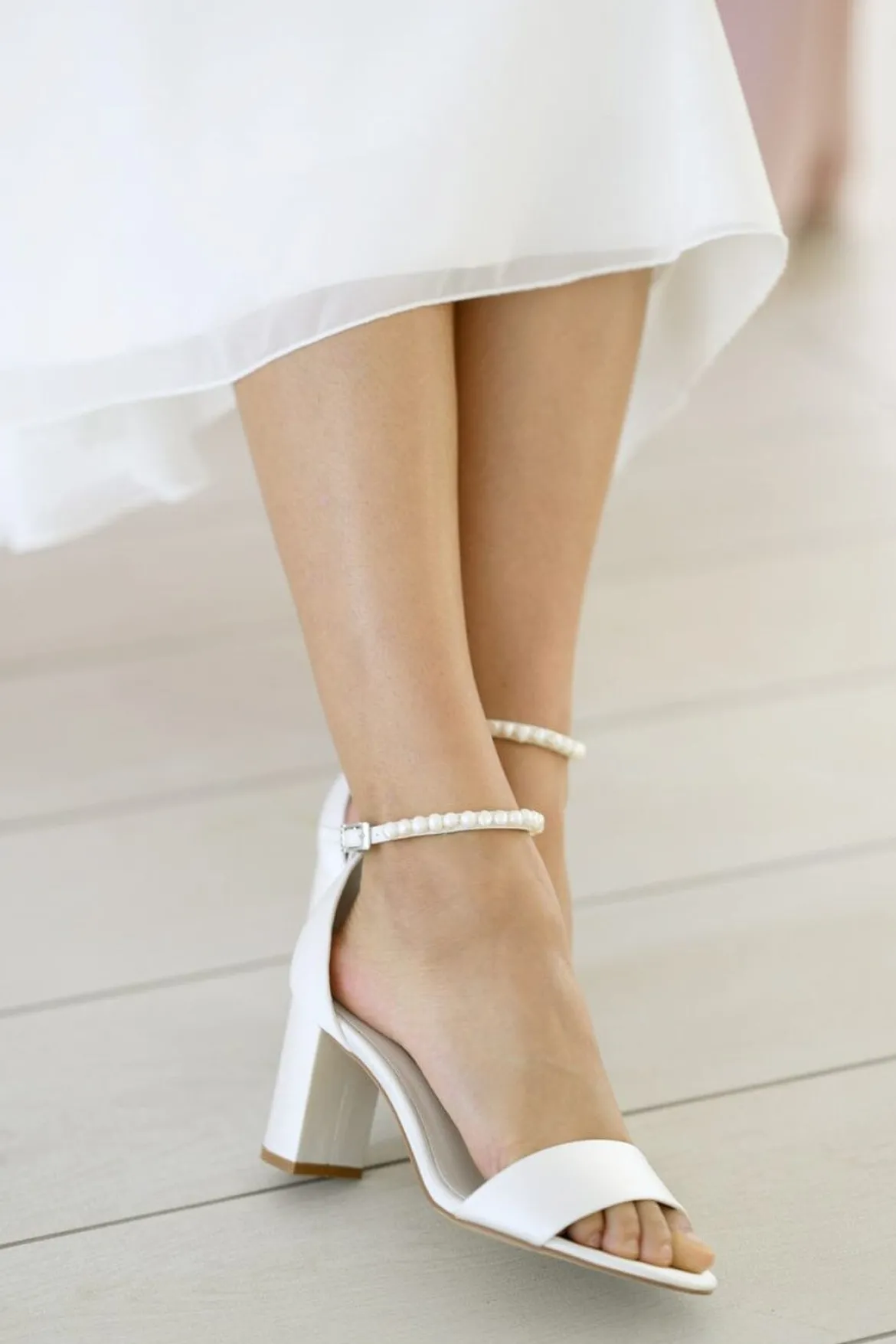 Brautschuh mit Blockabsatz – Belle Ivory Satin | G.Westerleigh