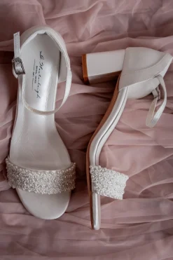 Brautschuh mit Perlen – Lauren Ivory Satin | G.Westerleigh
