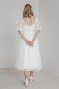 Elastischer Midi-Braut Rock in Ivory – Mailenn Eco noni