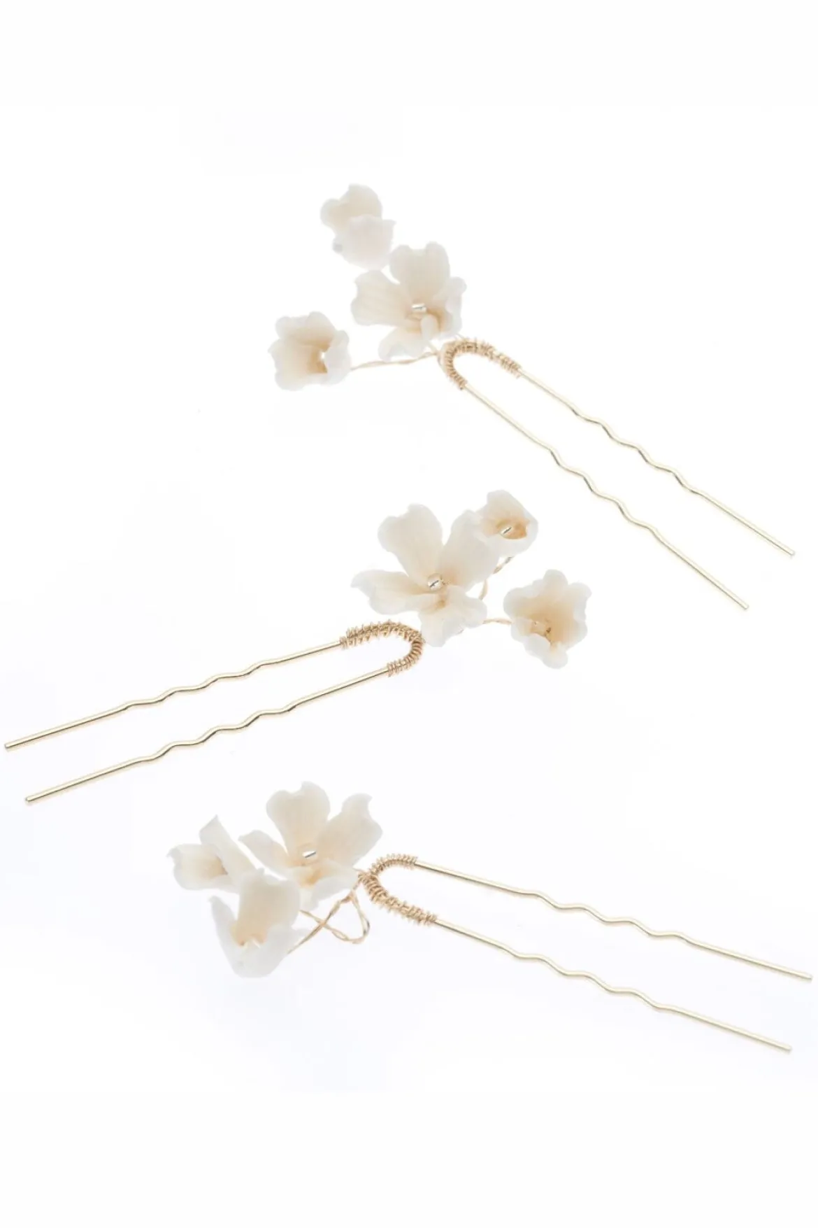 3-er Set Haarpins mit künstlichen Blüten