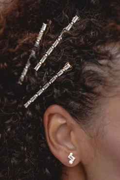 Funkelnde Ohrstecker mit kubistischem Kristall und Perle - Trinity