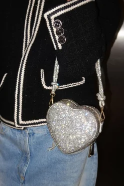 Herzförmige Handtasche in Silber – Midi Heart Bag Crystal | Weat