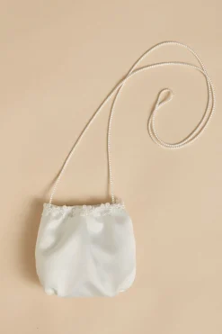 Kommuniontasche aus Satin mit Blümchenborte