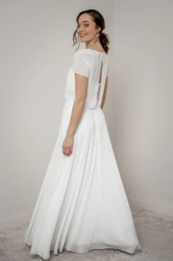 Kurzarm-Braut Top aus Chiffon – Lani noni