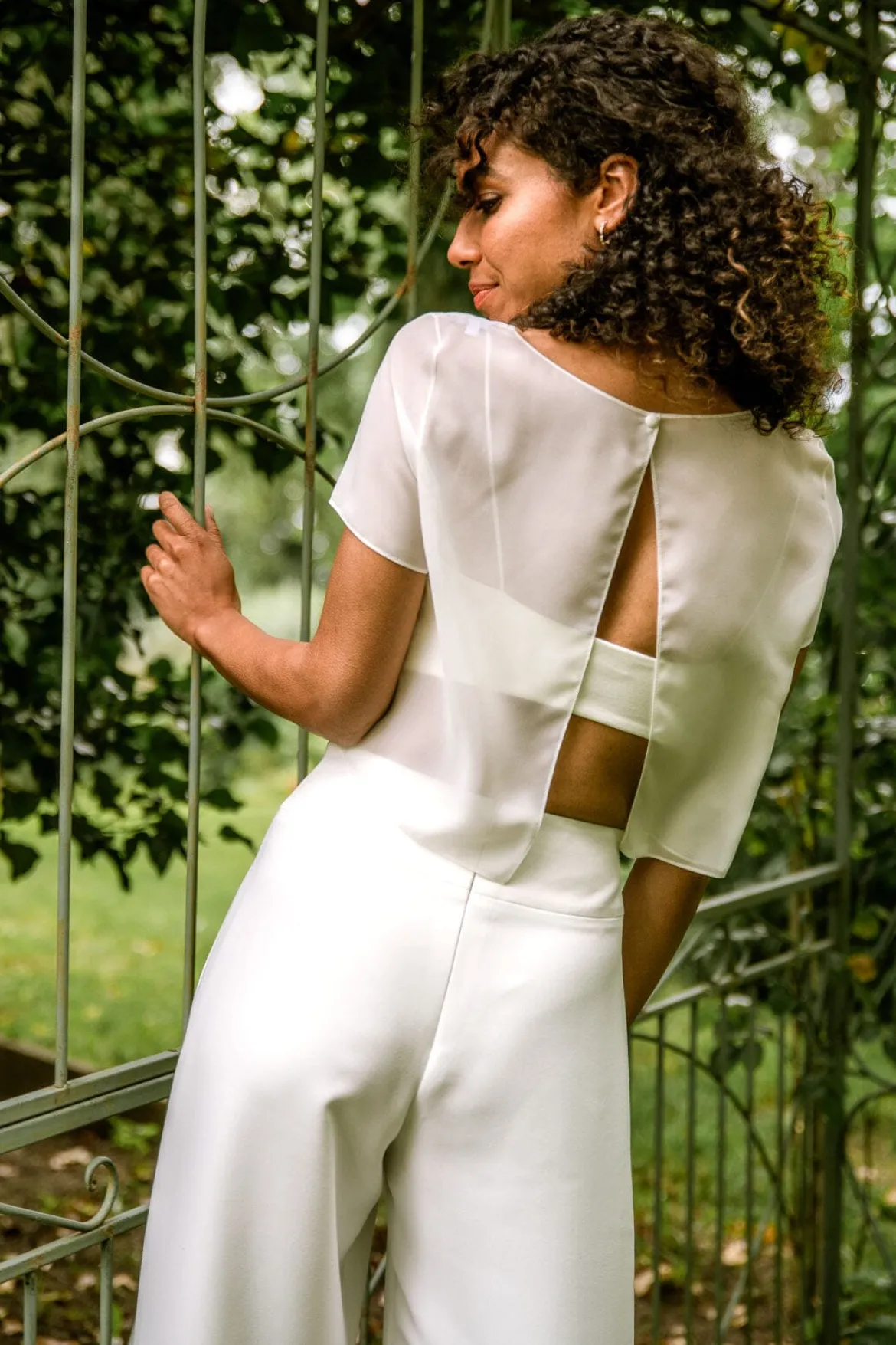 Kurzarm-Braut Top aus Chiffon – Lani noni