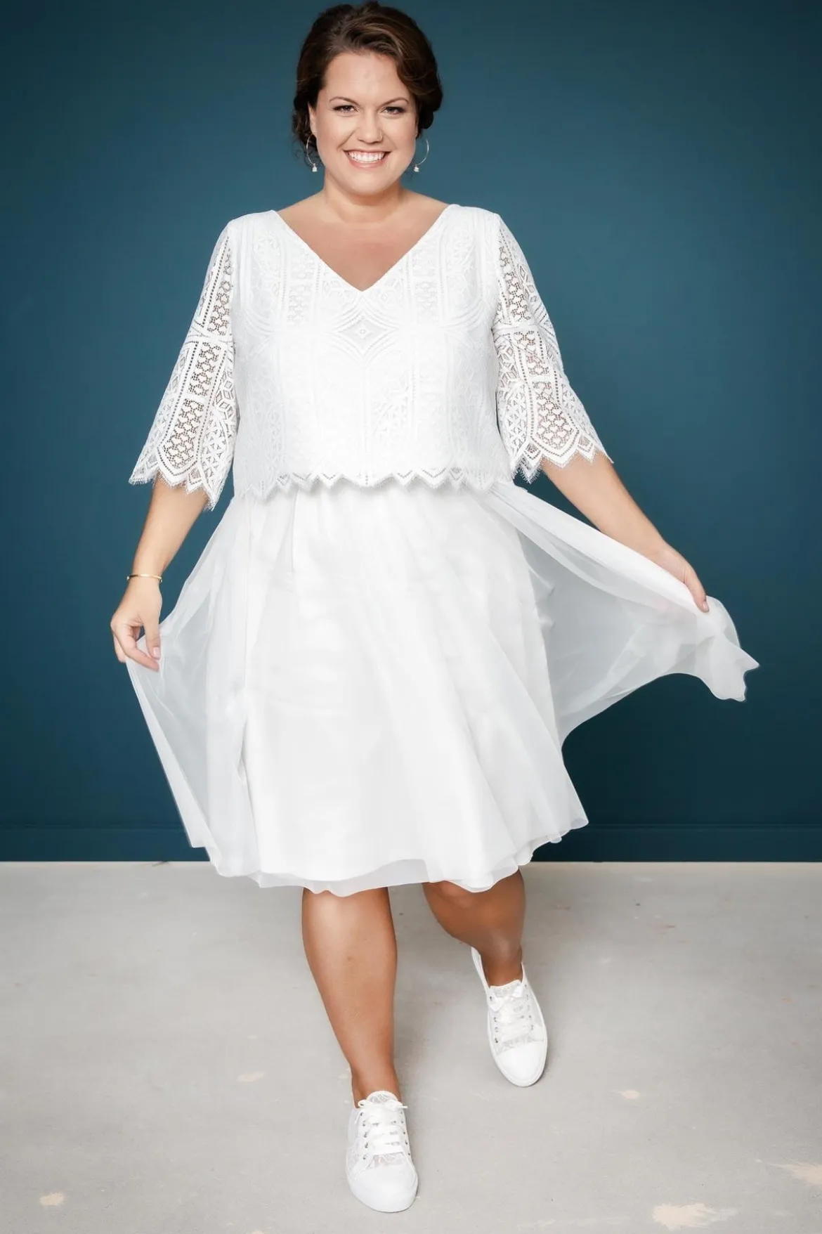 Kurzer Plus Size-Braut Rock in Ivory – Evie noni Curvy