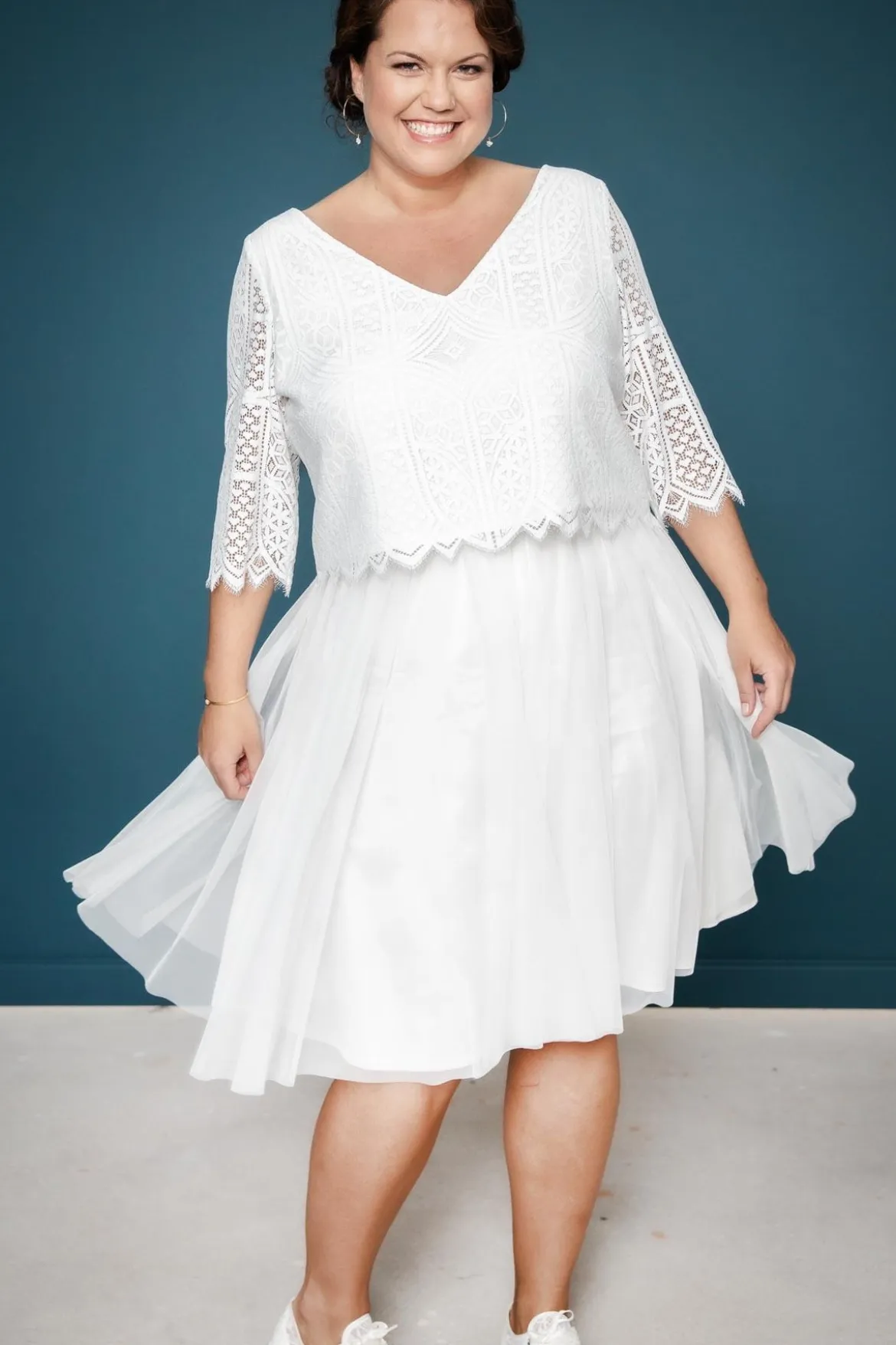 Kurzer Plus Size-Braut Rock in Ivory – Evie noni Curvy