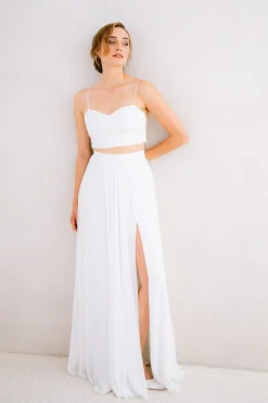 Maxi-Braut Rock in Ivory mit Beinschlitz – Jona noni