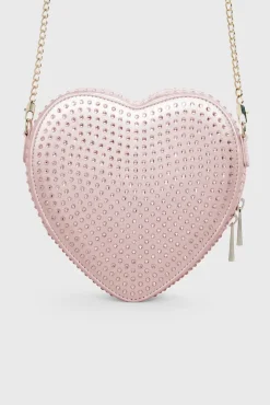 Verzierte Tasche – Big Heart Bag Crystal Rosé Silk | Weat